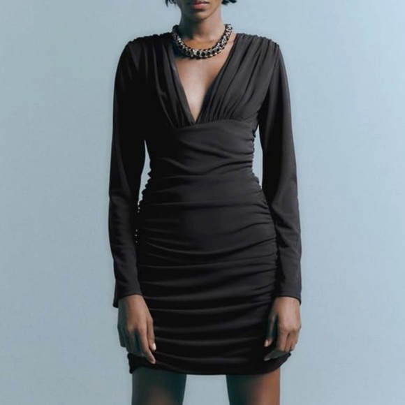 Zara Dresses & Skirts - Zara Black Draped Dress XS